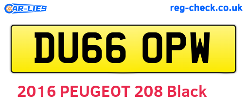DU66OPW are the vehicle registration plates.