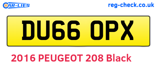 DU66OPX are the vehicle registration plates.