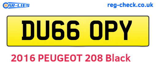 DU66OPY are the vehicle registration plates.