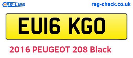 EU16KGO are the vehicle registration plates.