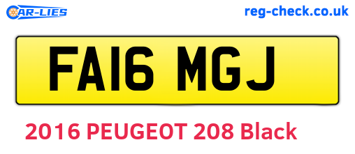 FA16MGJ are the vehicle registration plates.
