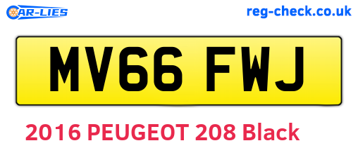 MV66FWJ are the vehicle registration plates.