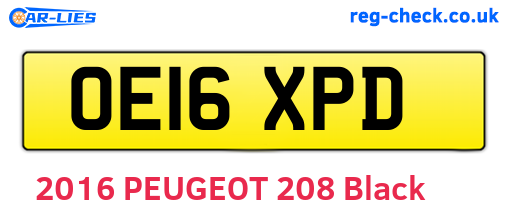 OE16XPD are the vehicle registration plates.