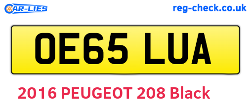 OE65LUA are the vehicle registration plates.