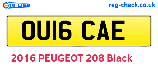 OU16CAE are the vehicle registration plates.