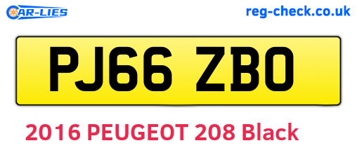 PJ66ZBO are the vehicle registration plates.