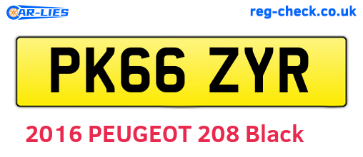 PK66ZYR are the vehicle registration plates.