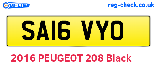 SA16VYO are the vehicle registration plates.