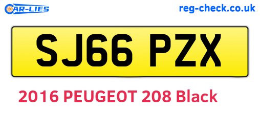 SJ66PZX are the vehicle registration plates.