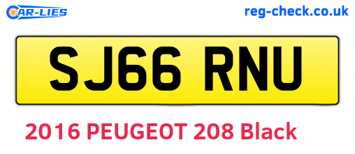 SJ66RNU are the vehicle registration plates.