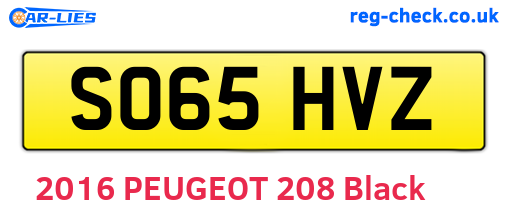 SO65HVZ are the vehicle registration plates.