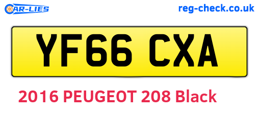 YF66CXA are the vehicle registration plates.