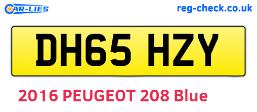 DH65HZY are the vehicle registration plates.