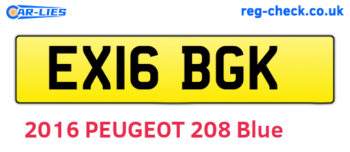 EX16BGK are the vehicle registration plates.