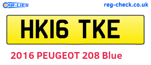 HK16TKE are the vehicle registration plates.