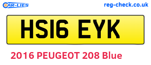 HS16EYK are the vehicle registration plates.