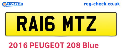 RA16MTZ are the vehicle registration plates.
