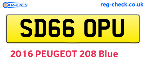 SD66OPU are the vehicle registration plates.