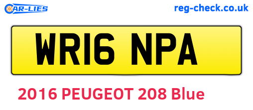 WR16NPA are the vehicle registration plates.
