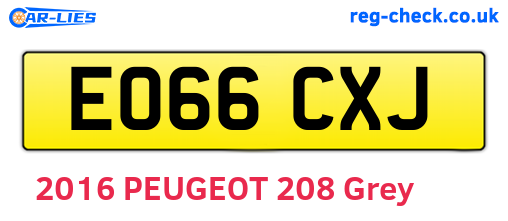 EO66CXJ are the vehicle registration plates.