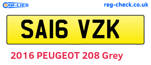 SA16VZK are the vehicle registration plates.