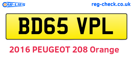 BD65VPL are the vehicle registration plates.