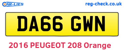 DA66GWN are the vehicle registration plates.