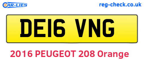 DE16VNG are the vehicle registration plates.