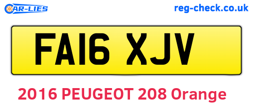 FA16XJV are the vehicle registration plates.