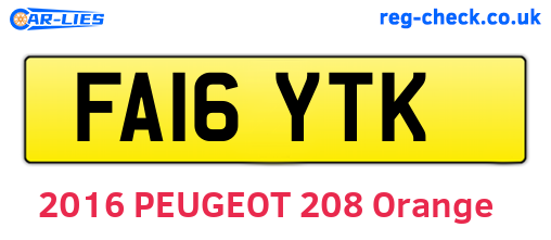 FA16YTK are the vehicle registration plates.