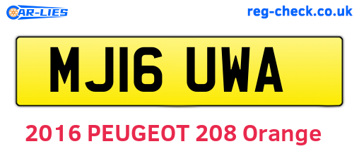 MJ16UWA are the vehicle registration plates.