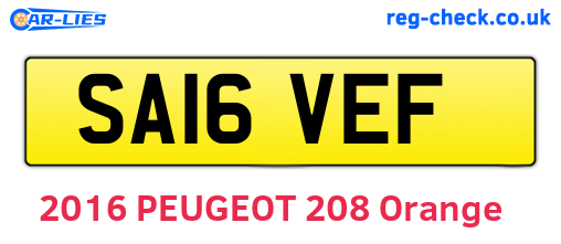 SA16VEF are the vehicle registration plates.