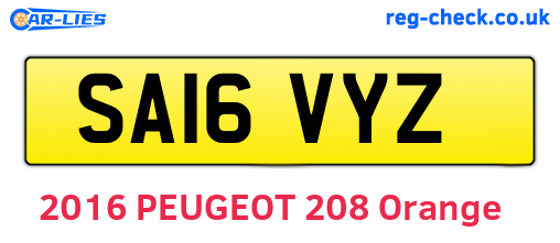 SA16VYZ are the vehicle registration plates.