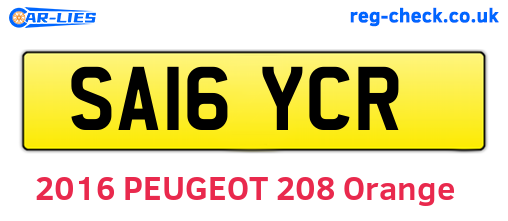 SA16YCR are the vehicle registration plates.