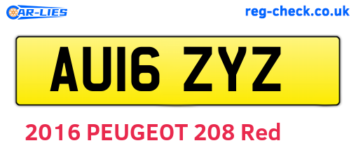 AU16ZYZ are the vehicle registration plates.