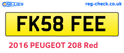 FK58FEE are the vehicle registration plates.