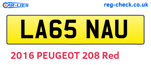 LA65NAU are the vehicle registration plates.