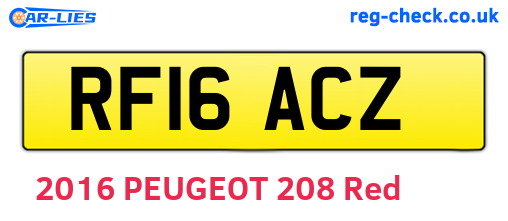 RF16ACZ are the vehicle registration plates.