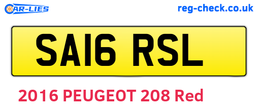 SA16RSL are the vehicle registration plates.
