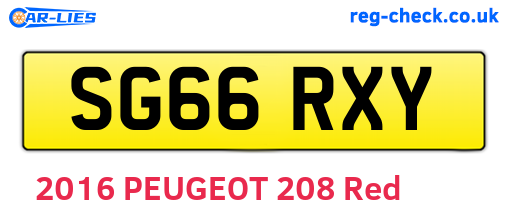 SG66RXY are the vehicle registration plates.