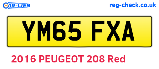 YM65FXA are the vehicle registration plates.