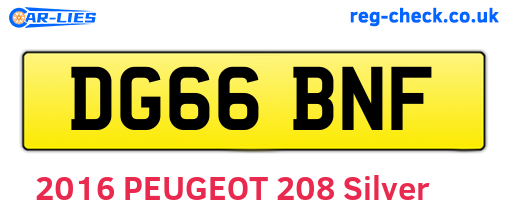 DG66BNF are the vehicle registration plates.
