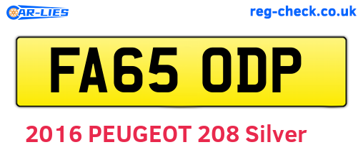 FA65ODP are the vehicle registration plates.
