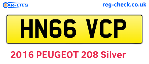 HN66VCP are the vehicle registration plates.