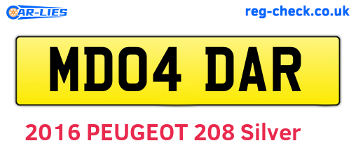 MD04DAR are the vehicle registration plates.