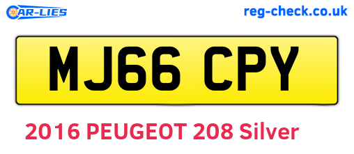 MJ66CPY are the vehicle registration plates.