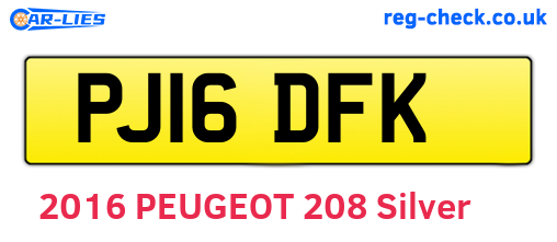 PJ16DFK are the vehicle registration plates.