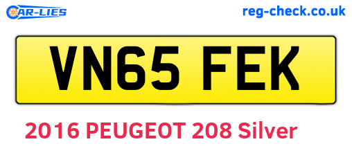 VN65FEK are the vehicle registration plates.