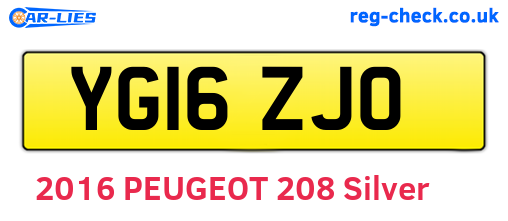 YG16ZJO are the vehicle registration plates.