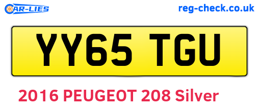 YY65TGU are the vehicle registration plates.